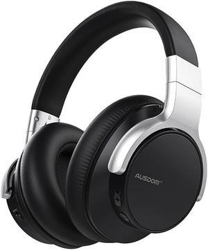 AUSDOM E7 Bluetooth Noise Cancelling Headphones: Wireless Over Ear ANC Headphones with Microphone, 50H Playtime, Hi-Fi Stereo Sound, Deep Bass, Comfort Earpads for Travel Work Home Office Black/Grey