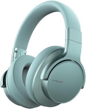AUSDOM E7 Bluetooth Noise Cancelling Headphones: Wireless Over Ear ANC Headphones with Microphone, 50H Playtime, Hi-Fi Stereo Sound, Deep Bass, Comfort Earpads for Travel Work Home Office Green