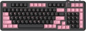 AUSDOM 98Pro Silent Wireless Mechanical Keyboard,Tri-Mode Bluetooth/2.4GHz/Type-C Hot Swappable Custom Keyboard with Backlit,Gasket Structure,Pre-lubed Tactile Switches(Black & Pink-slient)
