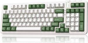 AUSDOM 98Pro Silent Mechanical Keyboard,Wireless Hot Swappable Silent Keyboard with Backlit,Gasket Structure,Pre-lubed Tactile Switches,2.4GHz/Type-C/Bluetooth Custom Keyboard(Green & White-Silent)