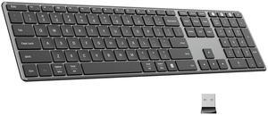 AUSDOM Wireless Bluetooth Keyboard Full Size, Quiet Slim Multi-Device Rechargeable Cordless QWERTY Keyboard with Number Pad, Low Profile Silent Flat Universal Keyboard for Computer/Mac/Windows