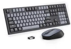 AUSDOM KAM200X Wireless Keyboard and Mouse Combo-108 Keys Mechanical Feel, 2.4G Full-Sized Rechargeable Silent Keyboard & 3 DPI Adjustable Mouse, Numeric Keypad, USB Receiver for PC/Laptop/Windows/Mac