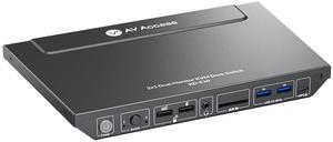 AV Access KVM Switch Docking Station for 2 Monitors 2 Computers, 4K KVM Switch Dual Monitor for Laptop & Desktop, EDID, 1G Ethernet, 100W USB-C Charging, 3X USB 3.0, Ideal for Home Office & Gaming