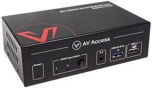 AV Access 8K KVM Switch 2 Computers 1 Monitor with HDMI 2.1, USB 3.0 & Hotkey Switching, Supports 10K@120hz, 8K@120hz, 1080P@240hz & 2K@165hz for All Operating Systems, Ideal for Gaming, Workstation