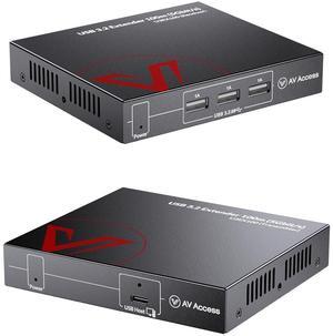 AV Access USB 3.0 Extender Over Ethernet Cat6a/7 100M/330FT, 4 USB 3.2 Ports 5Gbps for Long Distance Extension, USB-C Input, Plug&Play, No Driver, Supports All Operating System, HDbaseT PoC