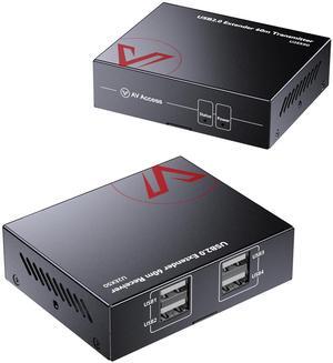 AV Access USB Extender Over Cat5e/6 196ft/60M, 4 USB 2.0 Ports, Plug and Play, No Driver, Supports All Operating System, Two Webcams Work Synchronously, Keyboard and Mouse Over Ethernet