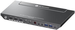 AV Access KVM Switch Dock for a Laptop and 2 Desktop PCs, Dual 4K@60Hz Monitor USB C Docking Station, Type-C 65W Charging for Laptop, Ethernet, EDID, Hotkey Switch, HDMI, USB 3.0(iDock-B30)