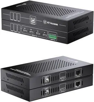 AV Access HDMI USB KVM Extender, 50m/164ft 4K 60Hz Over Cat5e/6/6a/7, Support 2K@144Hz, 1080P@240Hz, 4 Ports USB2.0, HDCP2.2, No Signal Loss and Latency, POC, Independent EDID Management (4KEX50-KVM)