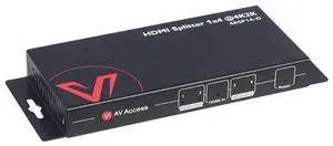 AV Access 4K HDMI Splitter 1 in 4 Out 1080p 3D, PCM7.1, Dolby TrueHD, DTS-HD Master Audio, Auto EDID, Threaded Power Supply, with Built-in ESD Protection (One Input Four Output HDMI Distributor 1x4)
