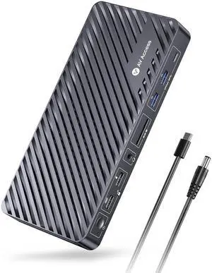 Docking Station Triple Monitor, 4K@60Hz (2 DP + 1 HDMI), 100W Laptop Charging, 10Gbps USB-C/A, Ethernet, Audio, SD, Plug & Play USB-C Dock for MacBook/Chrome/Dell/HP/Lenovo