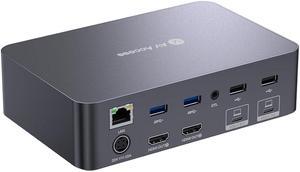 v AV Access iDock C20 USB-C KVM Switch Docking Station for 2 Laptops, 4K Dual Monitor, EDID Emulation, 1G Ethernet