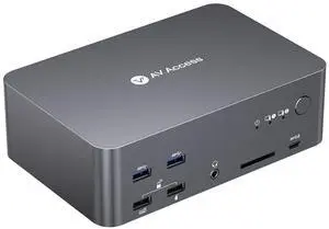 AV Access KVM Switch 3 Monitors 2 Computers 8K@60Hz, 1G Ethernet for 2 PCs, with Remote Controller, 3xUSB 3.0, Docking Station Triple Monitor, 4K@165/144Hz, 2K@144Hz for Dell HP(iDock D23i)