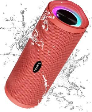 HEYSONG Portable Bluetooth Speaker, Waterproof Wireless Outdoor Speakers with LED Light, Enhanced Bass, IPX7 Floating, 40H Play, TF Card, True Wireless Stereo for Party, Shower, Gifts for Men - Red