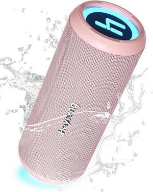 HEYSONG Bluetooth Speaker, Waterproof Portable Wireless Bluetooth Speakers With Led Light, 20W Loud Sound, TF Card, USB Playback, Pool Accessories for Kayak, Boat, Outdoor, Camping, Gifts for Men-Pink