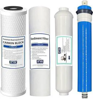 IPW Industries Inc. Compatible Filters for the Puroline PL-4000 Reverse Osmosis System Set of 4 w/ 50 GPD Membrane