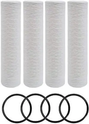 Pack of 4 Compatible Replacement Filters for Pelican Water PC40-20 20" x 4.5" 5 Micron Sediment Replacement Filters and O-rings by IPW Industries Inc.