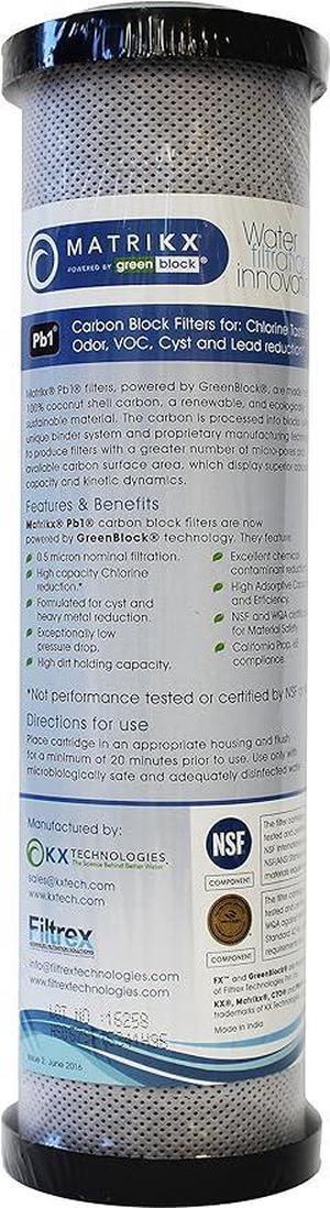 KX 06-250-10-GREEN | 10" Pb1 Carbon Block Filters for Chlorine Taste and Odor, VOC, Cyst and Lead Reduction | KX MatriKX Powered by GREENBLOCK | Replaces 06-250-125-975