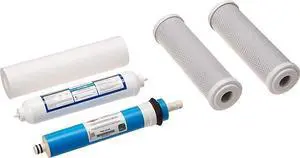 5-Stage-50F Reverse Osmosis Replacement Filter Set 5 pcs w 50 GPD Membrane, 9.75"x2.5", white