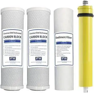 IPW Industries Compatible Watts Replacement Water Filters for WP-4V Reverse Osmosis System w/ 36 GPD Membrane 560016