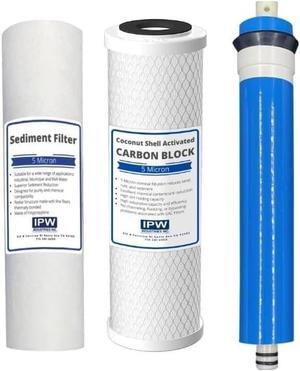 IPW Industries Inc. Compatible to Hydro Logic Stealth RO150 Complete Replacement Filter Kit Includes - Membrane, Carbon & Sediment Filter