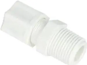 IPW Industries Inc. - Jaco - Male Connector Fitting with Ferrule Nut and Integral Sleeve - Polypropylene 3/8" NPT x 1/4" OD - 1046_PPG 10-4-6-P-P-G