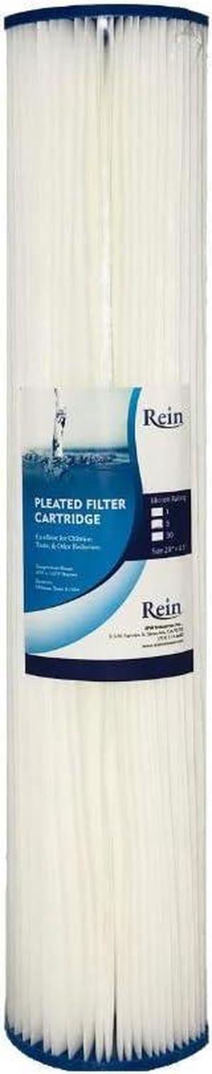 Whole House 20" x 4.5" Pleated Sediment Filter Replacement Cartridge 1 Micron - Compatible with ECP5-BB, AP810-2, HDC3001, CP5-BB, SPC-45-1005, ECP1-20BB