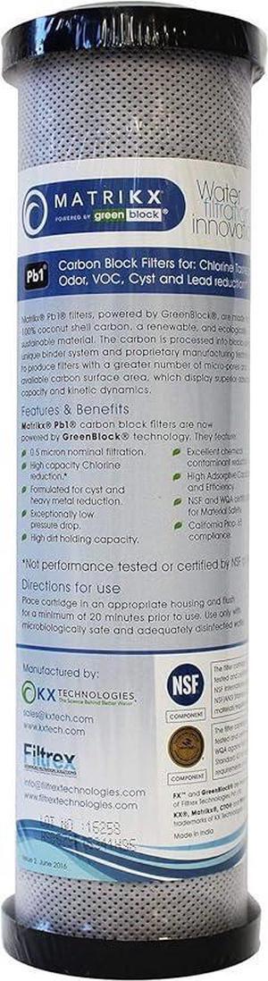 MatriKX (06-250-10-GREEN) 9.75 .75 Pb1 Carbon Block Lead Removal 0.5 Micron Filter