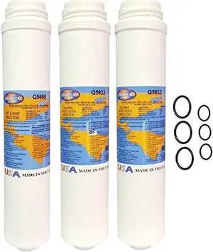 Omnipure Q5605 and (2) Q5633 Replacement Sediment Carbon Filter Cartridge Set plus Small and Large O-Rings by IPW Industries Inc.