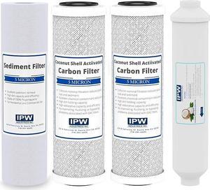Compatible with Replacement Filter Kit for Watts RO-TFM-5SV RO System - Includes Carbon Block Filters, PP Sediment Filter & Inline Filter Cartridge by IPW Industries Inc