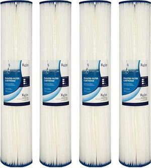 Pack of 4 - Whole House 20" x 4.5" Full Flow Pleated Polyester Sediment Filter Replacement Cartridge 30 Micron - Compatible with Pentek R30-20BB