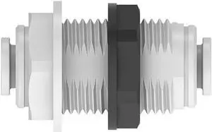 IPW Industries Inc-John Guest - Polypropylene Reducing Bulkhead Union Quick Connect Fitting 3/8" OD x 1/4" OD x 0.83" / Single - PP121208W