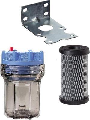 IPW Industries Inc 1/2" #5 Slim Line Clear Filter Housing System Kit | Complete with Bracket and C2 Filter | (158216, 244047, 155022-43)