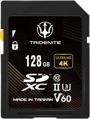 TRIDENITE SD Card 128GB V60, 245MB/s UHS-II U3 4K Ultra Full HD, Professional Grade SDXC Memory Card