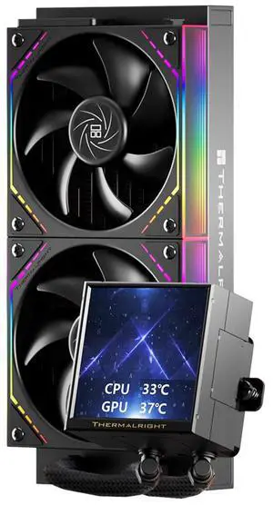 Thermalright Peerless Vision 240 ARGB Black 240mm AIO CPU Liquid Cooler, 3.95" 480x480 LCD, 2000RPM PWM ARGB Fans, for Intel and AMD Thermalright Peerless Vision 240 ARGB Black 240mm AIO CPU Liquid Cooler, 3.95" 480x480 LCD, 2000RPM PWM ARGB Fans, for Intel and AMD