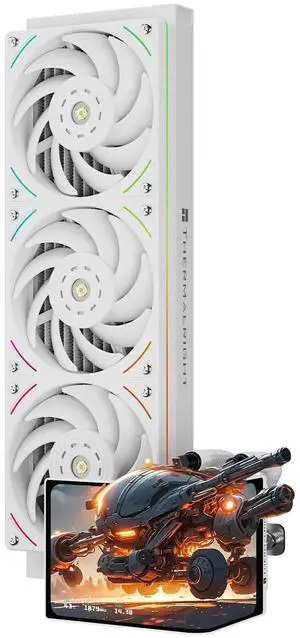 Thermalright Levita Vision 360 UB ARGB White 360mm AIO CPU Liquid Cooler, 6.67" 2400x1080 LCD, 2150RPM PWM ARGB Fans, for Intel and AMD Thermalright Levita Vision 360 UB ARGB White 360mm AIO CPU Liquid Cooler, 6.67" 2400x1080 LCD, 2150RPM PWM ARGB Fans, for Intel and AMD
