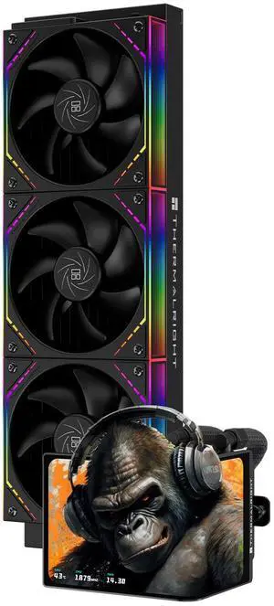 Thermalright Levita Vision 360 ARGB Black 360mm AIO CPU Liquid Cooler, 6.67" 2400x1080 LCD, 2000RPM PWM ARGB Fans, for Intel and AMD Thermalright Levita Vision 360 ARGB Black 360mm AIO CPU Liquid Cooler, 6.67" 2400x1080 LCD, 2000RPM PWM ARGB Fans, for Intel and AMD