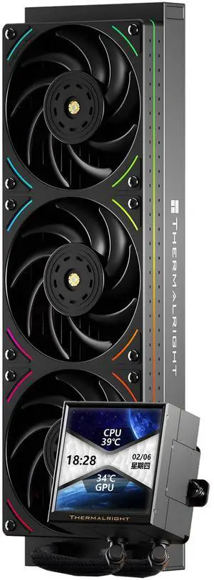 Thermalright Peerless Vision 360 UB ARGB Black 360mm AIO CPU Liquid Cooler, 3.95" 480x480 LCD, 2150RPM PWM ARGB Fans, for Intel and AMD Thermalright Peerless Vision 360 UB ARGB Black 360mm AIO CPU Liquid Cooler, 3.95" 480x480 LCD, 2150RPM PWM ARGB Fans, for Intel and AMD