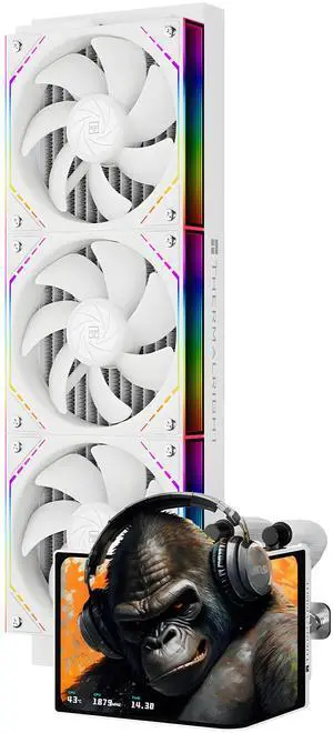 Thermalright Levita Vision 360 ARGB White 360mm AIO CPU Liquid Cooler, 6.67" 2400x1080 LCD, 2000RPM PWM ARGB Fans, for Intel and AMD Thermalright Levita Vision 360 ARGB White 360mm AIO CPU Liquid Cooler, 6.67" 2400x1080 LCD, 2000RPM PWM ARGB Fans, for Intel and AMD