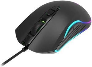 Lenovo (Lecoo) MS108, USB Wired Gaming Mouse, 6400 MAX DPI, RGB, 7 keys, 5 million clicks key lifespan, Ergonomic Design