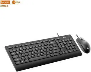 Lenovo (Lecoo) CM103, Wired Keyboard + Mouse combo, (SPANISH) Layout, 1000 DPI mouse, 10 million clicks keyboard lifespan