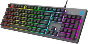 HP K500F (SPANISH) Backlit Membrane Wired Gaming Keyboard, Backlit Mixed Color Lighting, Metal Panel with Logo Lighting, 26 Anti-Ghosting Keys, and Windows Lock Key