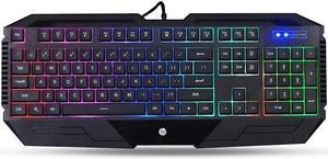 HP K110 Wired Gaming Keyboard, 4 Colors RGB Lighting Effects, 26 Anti-Ghosting keys, Water resistant (SPANISH)