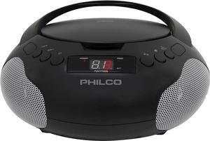 Philco PJB1007-BK, FM Radio Stereo CD Boombox MP3 USB, 3.5mm Aux Input, Built-In Antenna
