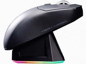 YEAH MAGIC V1 MC221 Wireless Gaming Mouse with RGB Charging Dock, 12K DPI, 300 IPS, 59g Ultra-Lightweight, Tri-Mode Connectivity, 300mah Battery, Ergonomic, 1K Report Rate, With Magnetic Dock,Black