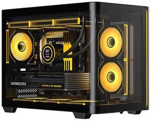 YEAH MAGIC Mid-Tower PC Gaming Case, High-Airflow,360 water cooling,ARGB light strip, Sturdy One-piece curved curved glass,With 3 RGB fans,Gaming Computer Case for ATX/Micro-ATX/ITX Motherboard, Black