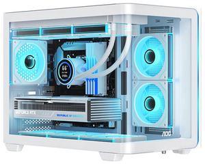 YEAH MAGIC Mid-Tower PC Gaming Case, High-Airflow,360 water cooling,ARGB light strip, Sturdy One-piece curved curved glass,With 3 RGB fans,Gaming Computer Case for ATX/Micro-ATX/ITX Motherboard, White
