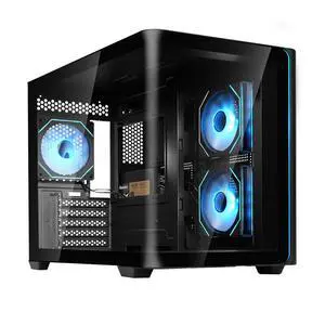 YEAH MAGIC Mid-Tower PC Gaming Case, High-Airflow,360 water cooling,ARGB light strip, Sturdy One-piece curved curved glass,With 3 RGB fans,Gaming Computer Case for ATX/Micro-ATX/ITX Motherboard, Black