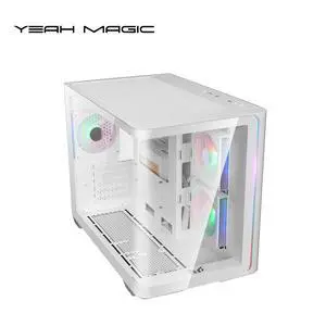 YEAH MAGIC Mid-Tower PC Gaming Case, High-Airflow,360 water cooling,ARGB light strip, Sturdy One-piece curved curved glass,With 3 RGB fans,Gaming Computer Case for ATX/Micro-ATX/ITX Motherboard, White