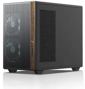 YEAH MAGIC - Star Trails X ATX Mid-Tower PC Gaming Case,High-Airflow,Front Panel with Walnut Wood,Tempered Glass Window,Black