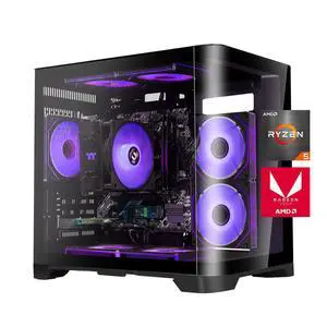 YEAH MAGIC Astral  S1 Gaming Desktop AMD Ryzen 5 5600GT 3.9GHz 16GB(8G*2) DDR4 3200 1T NVME SSD ARGB 7 Fans Win 11 Home Gamer Desktop Computer Office Work WIFI 6 650W Gold PSU Black